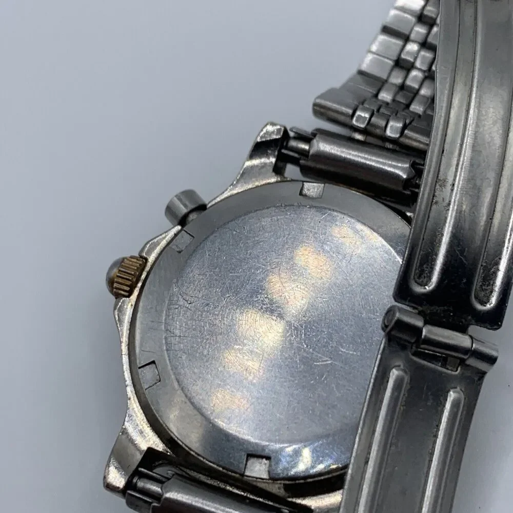 Women's Freestyle Watch Dual Tone Silver Gold Bracelet Watch Black Dial